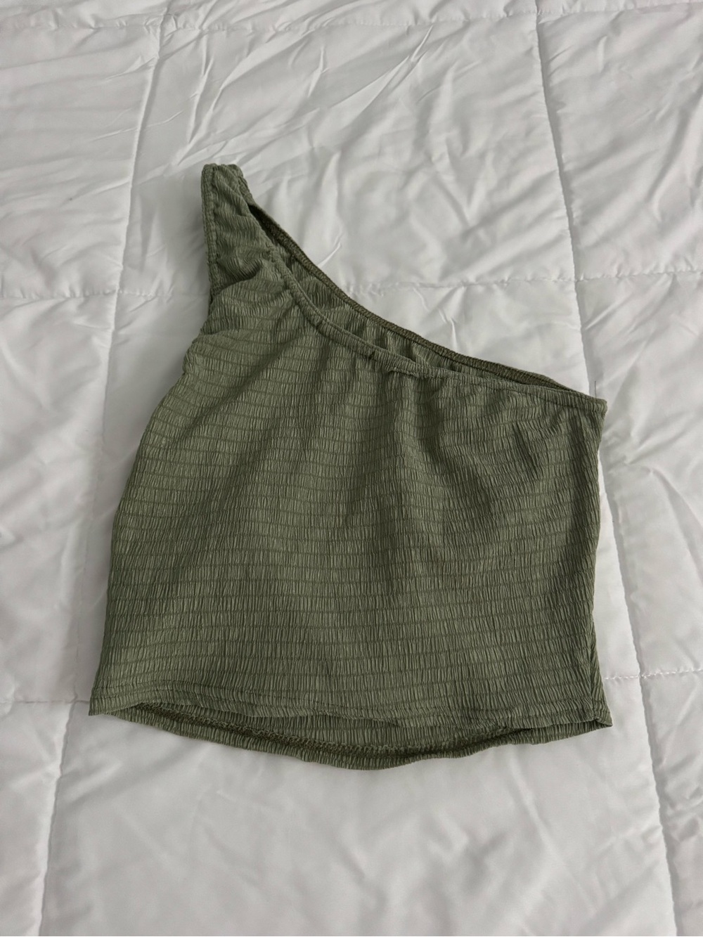 PrettyLittleThing Olive Green Textured Top
